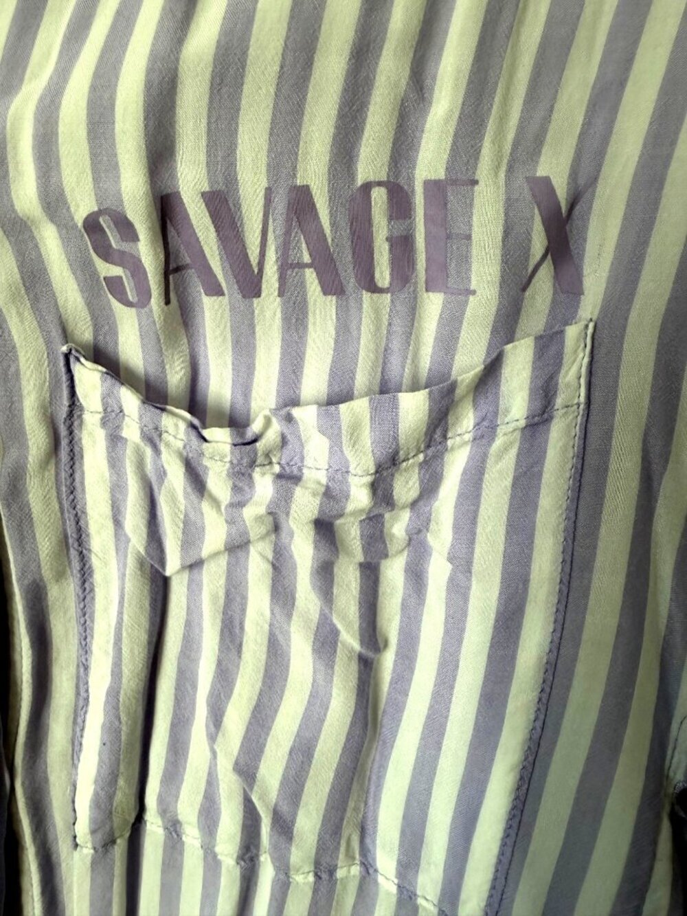 Savage Fenty Rihanna Coastal Stripe Woven Voile Sleep Long-Sleeve Shirt Small - Picture 5 of 6